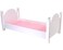 Sophias Wooden Single Bed with Arched Panel Head and Footboards Plus Pink Polka Dot Bedding for 18 Dolls White