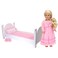Sophias Wooden Single Bed with Arched Panel Head and Footboards Plus Pink Polka Dot Bedding for 18 Dolls White
