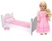 Sophias Wooden Single Bed with Arched Panel Head and Footboards Plus Pink Polka Dot Bedding for 18 Dolls White