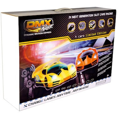 DMX Racer Dynamic Motion Express  Exclusive Pro Slot Car Racing 24GHz 4 Player 18 MultiTrack Progressive Remote Control Vehicles Lane Changing