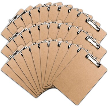 Office Solutions Direct Clipboards with Low Profile Clip Set of 30  Wood Clipboards Bulk 30 Pack Heavy Duty Clipboard Bulk Classic Clipboards for Classroom Calendar Office Clipboard Stand up