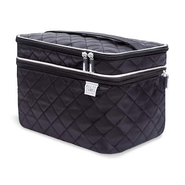 Ellis James Designs Large Travel Makeup Bag for Women  Black Make Up Bag for Women  Travel Cosmetic Bag  Makeup Case Gifts for Women Makeup Organizer Bag Travel Toiletry Bag for Women