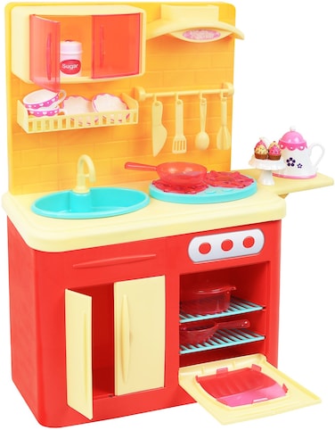 Click N Play 22 Piece 18 Doll Kitchen Play Station with Accessories Lights and SoundsPerfect for 18 Inch Dolls