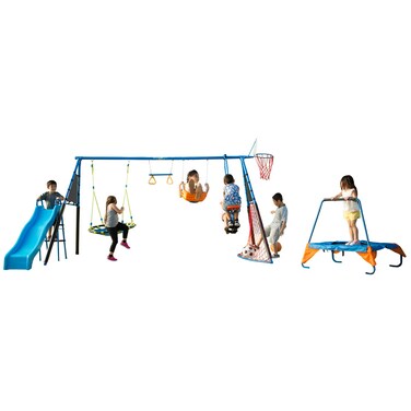 FITNESS REALITY KIDS The Ultimate 8 Station Sports Series Metal Swing Set Blue One Size