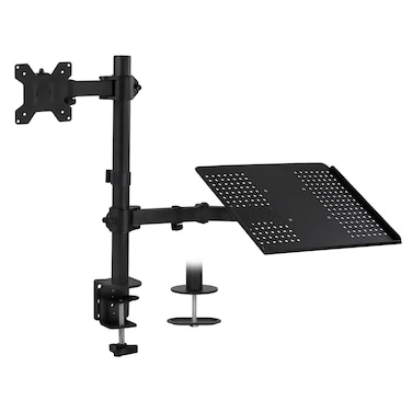 MountIt Laptop and Monitor Desk Mount  Fully Adjustable Laptop Mount  VESA Monitor Arm Stand  Desk Pole Mount Extension for Monitors and Laptops