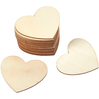 Juvale Wood Heart Cutouts for Valentines Crafts Wedding Decorations 31 x 35 in 24 Pack