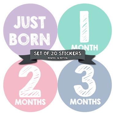 Months in Motion Baby Monthly Stickers  Baby Milestone Stickers  Newborn Girl Stickers  Month Stickers for Baby Girl  Baby Girl Stickers  Newborn Monthly Milestone Stickers  Set of 20