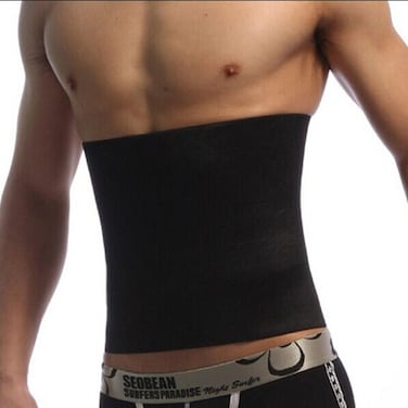 Tinksky Men Slimming Belt Waist Trimmer Belt Muscle Abdomen Shaper  Size M Black
