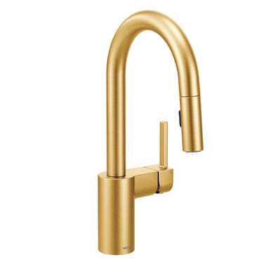 Moen Align Brushed Gold OneHandle Modern Pulldown Bar Faucet with Power Clean featuring Reflex Docking System 5965BG