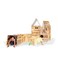 HearthSong 32Panel Cabin Fantasy Forts Indoor Building Kit with Sturdy 22 Sq Cardboard Panels and Hook and Loop Connectors