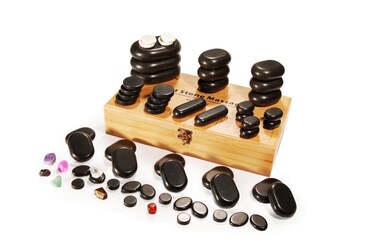 Master Massage 60Piece Deluxe Hot Stone Set Including Basalt Volcano Rocks Marble Cold Stones and Chakra Balancing Tools  Ultimate AllinOne Package Kit for Hot Stone Massage Therapy