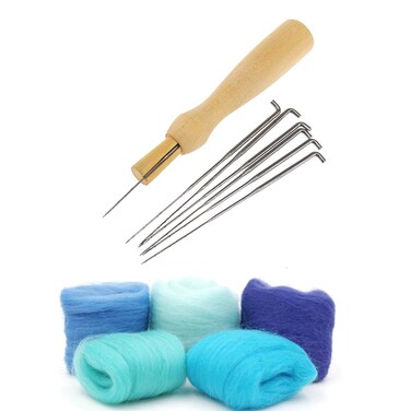 Micro Traders 7pcs Felting Needles Starter Kit with Wooden Handle Felt Tool DIY Home Sewing Tools