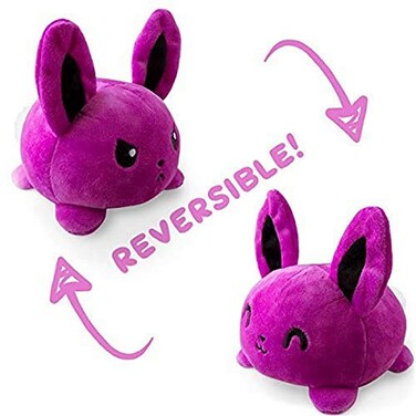 TeeTurtle The Original Reversible Bunny Plushie Patented Design  Purple  Show Your Mood Without Saying a Word