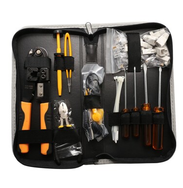 Network Tool Kits Professional Net Computer Maintenance 9 in 1 Repair Tools 8P8C RJ45 Connectors Crimp Pliers Stripping Pliers Tool Set  Network Cable Maker kit  Carrying Case