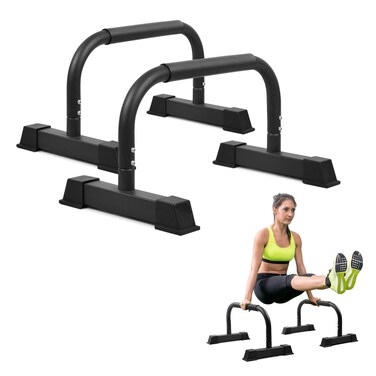 Yes4All Nonslip Steel Push Up Stand Parallel Bars Parallettes with Rubber Feet Supports Calisthenics Exercises and Upper Body Strength Workouts  Black