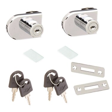 Rannb Display Cabinet Lock Glass Door Lock No Drilling Required with Different Keys Pack of 2