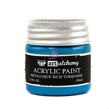 Prima Marketing Finnabair Art Alchemy Acrylic Paint 17 Fluid Ounces Metallique Rich Turquoise