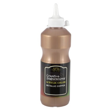 Creative Inspirations Acrylic Paint  Metallic Copper  500 mL Bottle  Smooth  Creamy Consistency Vibrant Pigmentation Great Coverage for Artists  Clean Up with Soap  Water