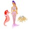 Mermaid Doll Mermaid Fairy Princess Fashion Doll with Hair Seahorse Toy and Crown