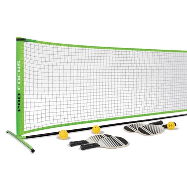 Pro Focus Pickleball Net Set  Includes 4 Player Wooden Pickleball Paddles and 3 Pickleballs Outdoor and Indoor Fun for Adults and Families All Skill Levels