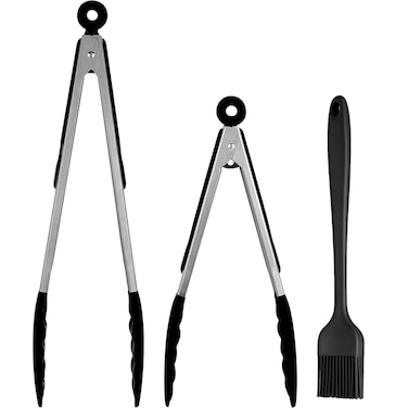 Hoship Kitchen Tongs Salad Tongs 9 inch Cooking Food Barbecue Silicone Tongs Grill Salad Ice Tongs Heat Resistant Food Grade 912 Black