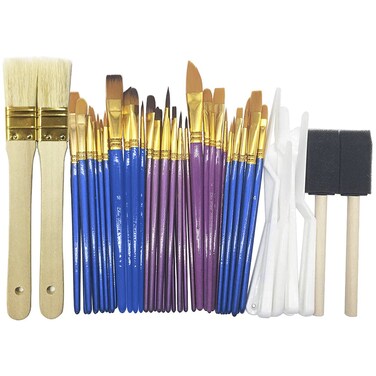 50 All Purpose Paint Brush Value Pack  Great with Acrylic Oil Watercolor Gouache