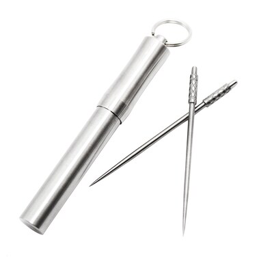 PPFISH Pocket Toothpick Holder keychain  Waterproof Metal Toothpick Box Container  2 Titanium Toothpick Ultralight Travel Kits