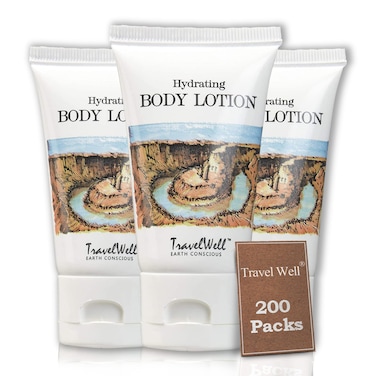 Travelwell Landscape Series Hotel Travel Size Lotion 10 Fl Oz30ml Individually Wrapped 200 Tubes per Box  Travel Size Toiletries  Hotel Toiletries Bulk Set
