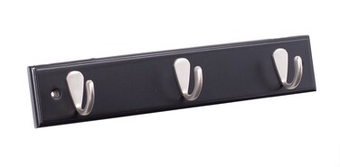 BIRDROCK HOME Modern 3 Hook Coat Rack  Black Finish  Satin Nickel Hooks