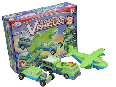 Magnetic Mix or Match Vehicles 3 Toy Play Set 9 Pieces