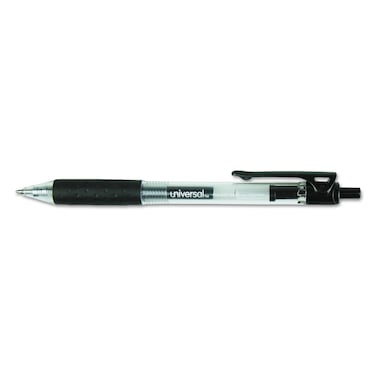 Universal 39910 Comfort Grip Clear Retractable Gel Ink Roller Ball Pen Black Ink 7mm 36Pack