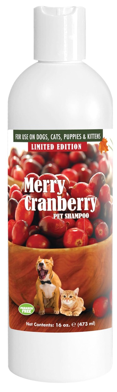 Merry Cranberry Pet Shampoo for Dogs and Cats 16 oz  CrueltyFree  ParabenFree  Biodegradable and NonToxic  Made in The USA