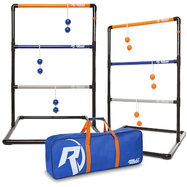 Rally and Roar Premium Ladder Ball Toss Game for Adults Family  Outdoor Ladders Set with Canvas Bag Resin Bolos and Thick PVC Piping  Backyard Games Activities