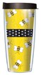Signature Tumblers Playful Polka Dot Bees Wrap on Yellow 22 Ounce DoubleWalled Travel Tumbler Mug with Black Easy Sip Lid