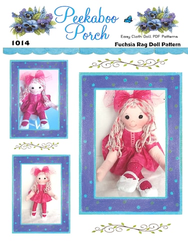 Fuchsia 14 Rag Doll PDF Easy Cloth Doll Pattern  Easy PDF Sewing Patterns for Beginners by Peekaboo Porch  Pattern ONLY  Not a Finished Doll Fuchsia
