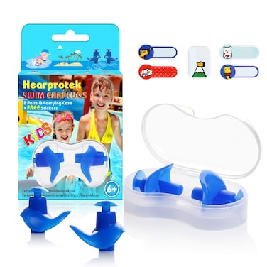 Hearprotek Swimming Ear Plugs 2 Pairs Waterproof Reusable Silicone Ear Plugs for Swimmers Showering Bathing Surfing and Other Water Sports Kids Size