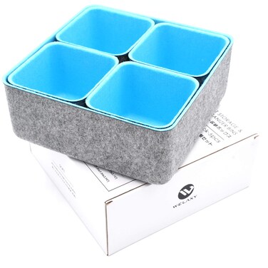 Welaxy Storage bins Set Office Drawer Organizers for School Home Kitchen Closet Cabinet Desk organize boxes 5Pack Navy
