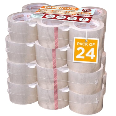 Tape King Clear Packing Tape 3 Inch Wide Case of 24 Rolls  60 Yards Per Refill Roll 27mil Thick Strong Sealing Adhesive Industrial Depot Tapes for Moving Packaging Shipping Office  Storage