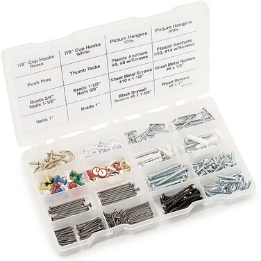 Qualihome Household Repair and Hanging Kit Screws Nails Wall Anchors Cup Hooks Picture Hangers Push Pins and More