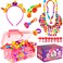 630pcs Pop Beads Jewelry Making Kit for Kids Snap Beads Kit for Toddlers Arts Crafts DIY Hairband Necklace Bracelet Ring Beads Creativity Toys for 3456789 Year Old Girls