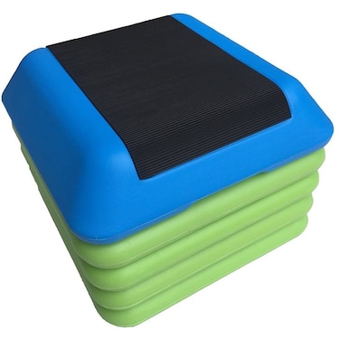 KLB Sport 16 x 16 Adjustable Workout Aerobic Stepper in Fitness  Exercise W4 Risers Blue  Green