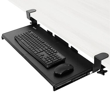 VIVO Large Keyboard Tray Under Desk Pull Out with Extra Sturdy C Clamp Mount System 27 33 Including Clamps x 11 Inch SlideOut Platform Computer Drawer for Typing Black MOUNTKB05E