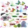 Auihiay 34 Pack Plastic Insect Figures Kit Includes Assorted Bugs Lifelike Butterfly Dragonfly Magnifying Glass and Leaves for Children Education Insect Themed Party