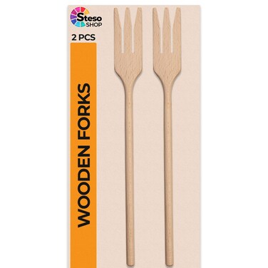 Wooden Forks for Cooking  2 pcs Wood Fork Set Perfect Size Great for Cooking  Salad Pasta Grill Tasting Fork Wood  Wood Kitchen Utensils