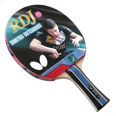 Butterfly RDJ S5 Shakehand Table Tennis Racket RDJ Series Offers An Ideal Balance Of Speed Spin And Control Recommended For Beginning Level PlayersRed and Black