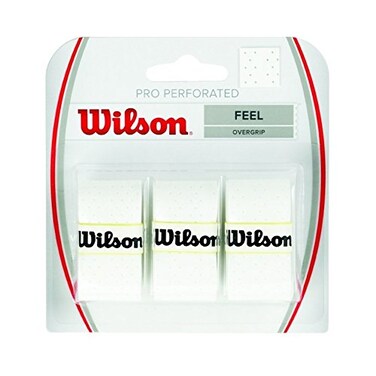 WILSON Pro Overgrip Perforated 3 Pack  White  Tennis  Badminton  Squash White