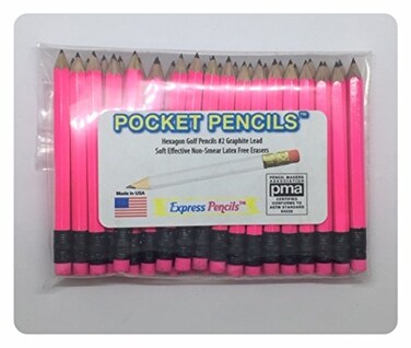 Express Pencils Neon Pink Golf Pencils with Eraser  Half Classroom Pew Short Mini Small Non Toxic  Hexagon Sharpened 2 Pencil Color  Neon Pink Pkg of 36 Pocket Pencils