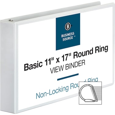 Business Source 45101 Reference Binder 11Inch x17Inch  2Inch  White