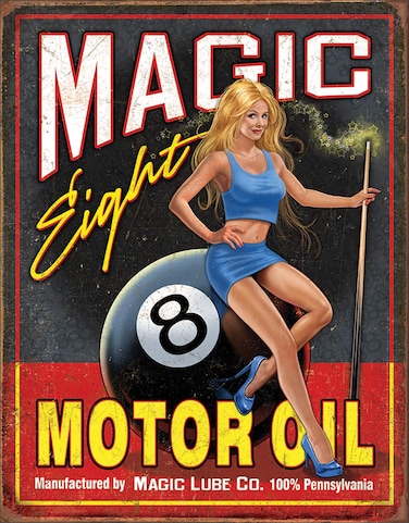 Desperate Enterprises Magic Eight Motor Oil Tin Sign 125 W x 16 H