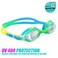 USHAKE Kid Swim Goggles AntiFog Lens and Hypoallergenic Silicone Gaskets Child Swimming Goggles for Kids and Early Teens Green Mix